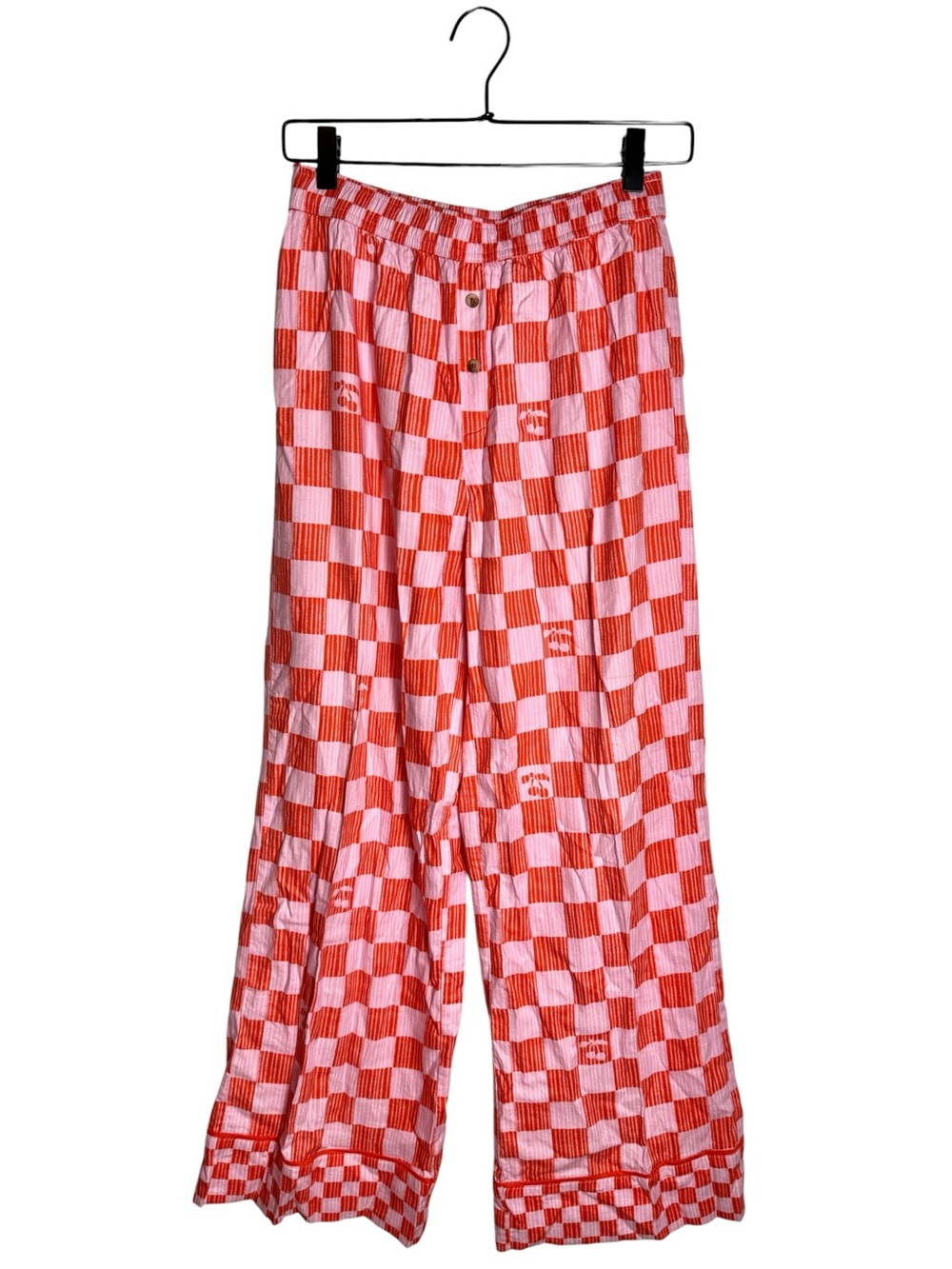 Anthropologie x Liv Lee Checked Flannel Pajama Pants Cherry Red Pink XS